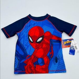 Marvel Spider-Man Kids Swim Shirt Short Sleeve Rash Guard - 4T‎